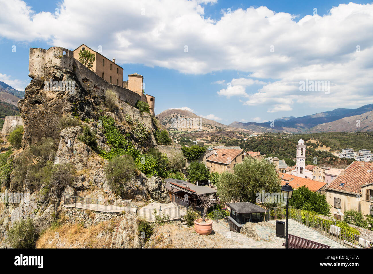 Corte citadel in Corsica island, a popular travel destination in France. Stock Photo