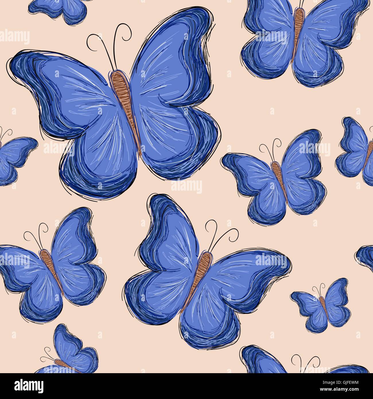 seamless pattern with blue butterfly Stock Vector