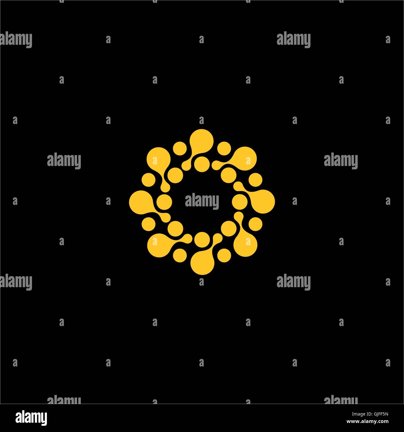 Isolated abstract orange color flower vector logo. Round shape sun ...