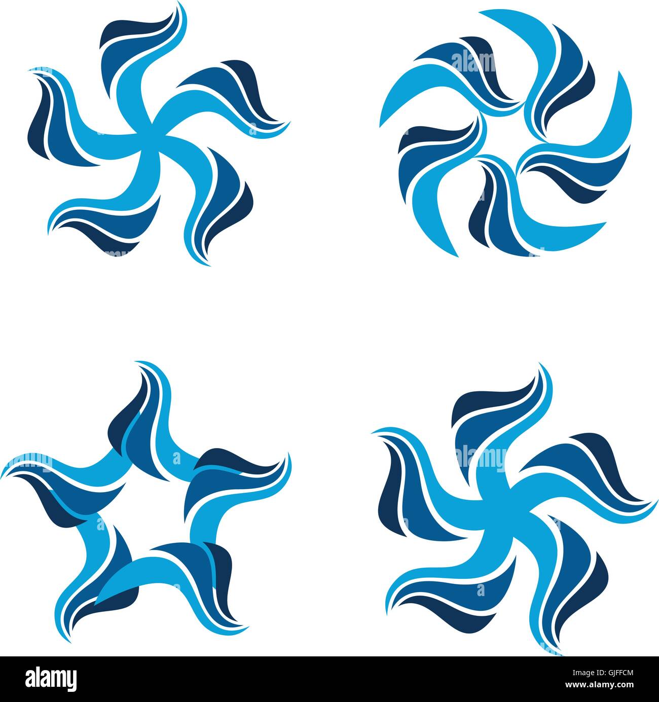 Isolated abstract flowers vector logo set. Floral elements. Water logotypes. Stock Vector