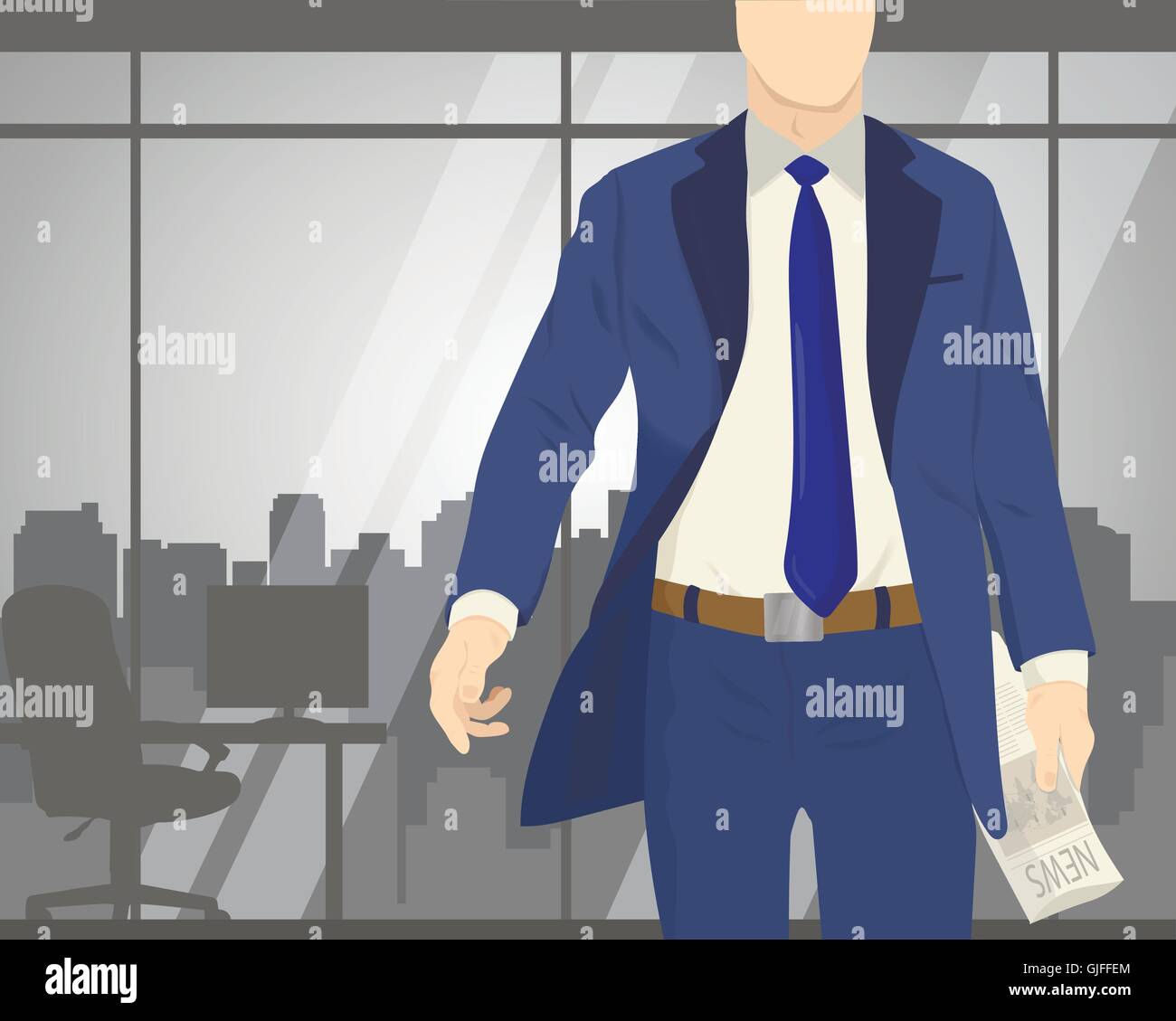 Business man standing in office with newspaper Stock Vector Image & Art ...