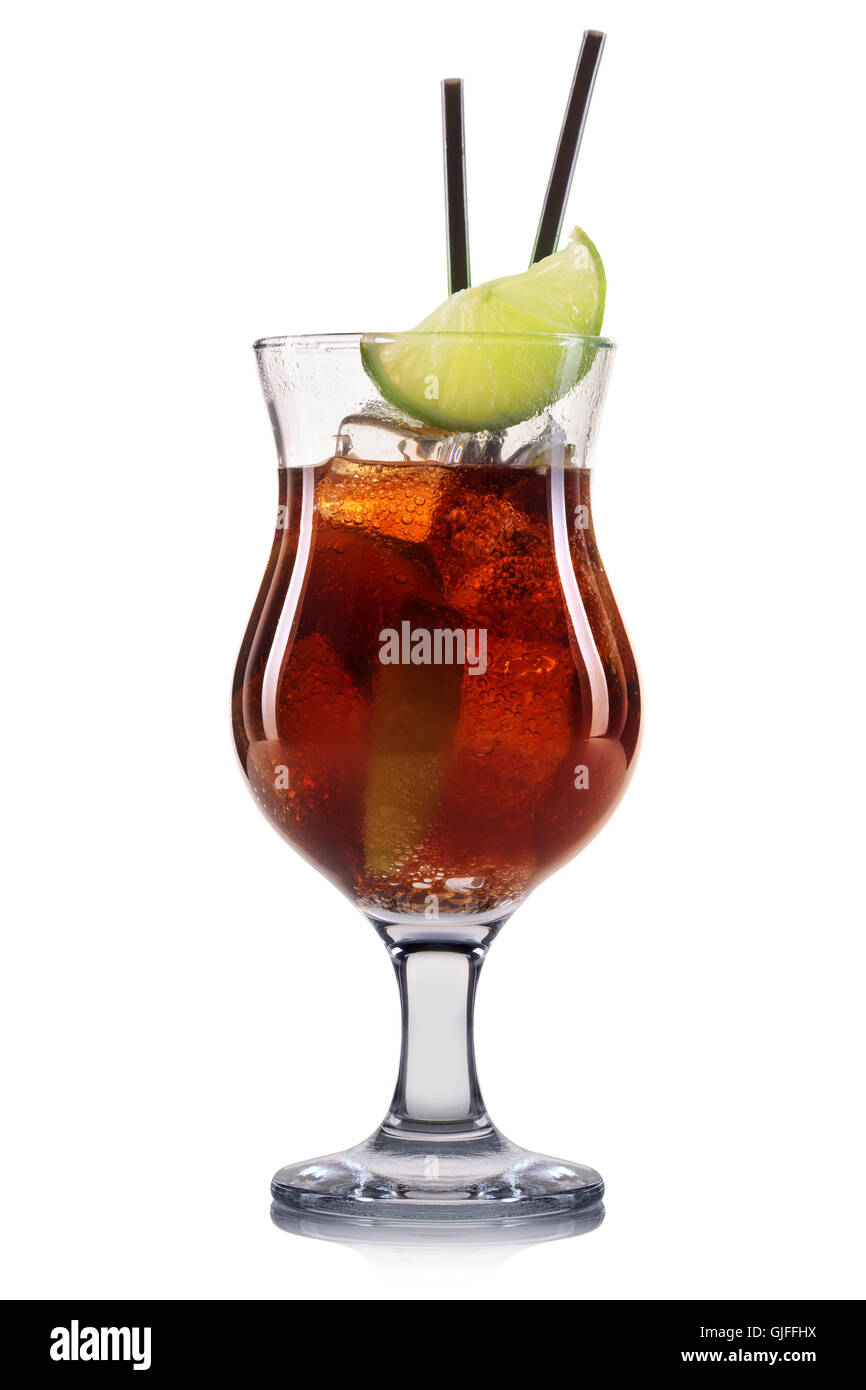Carbonated cocktail with lime isolated on white background Stock Photo
