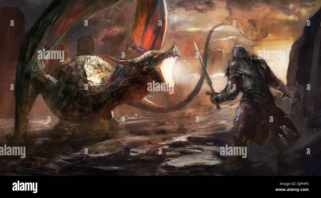 Knight Fighting Dragon Stock Photos \u0026 Knight Fighting Dragon