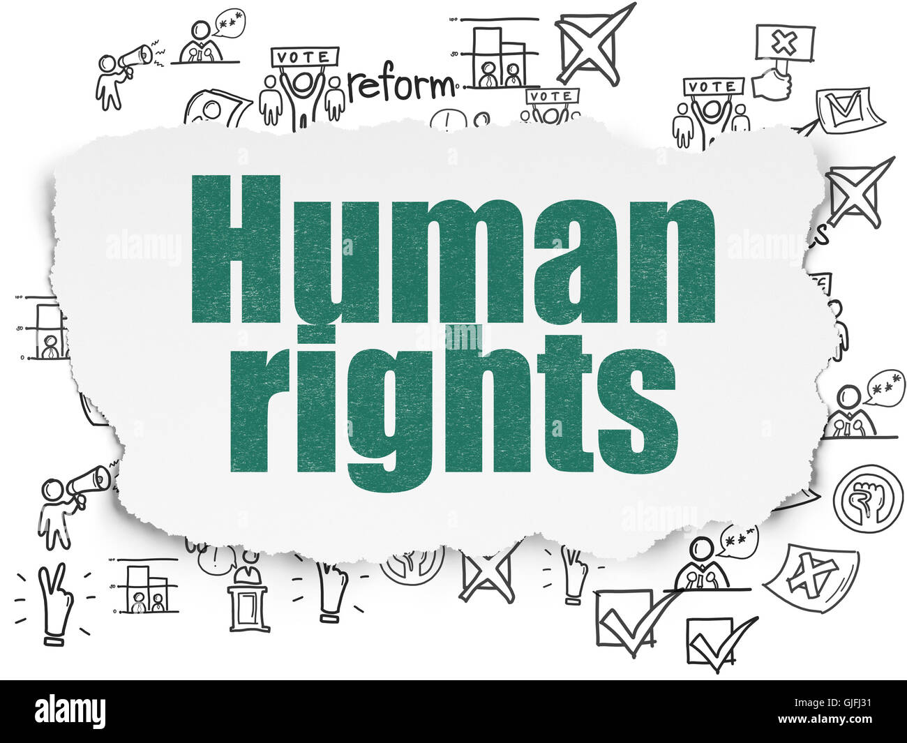 Political concept: Human Rights on Torn Paper background Stock Photo ...