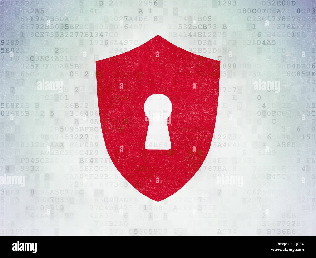 Security concept: Shield With Keyhole on Digital Data Paper background ...