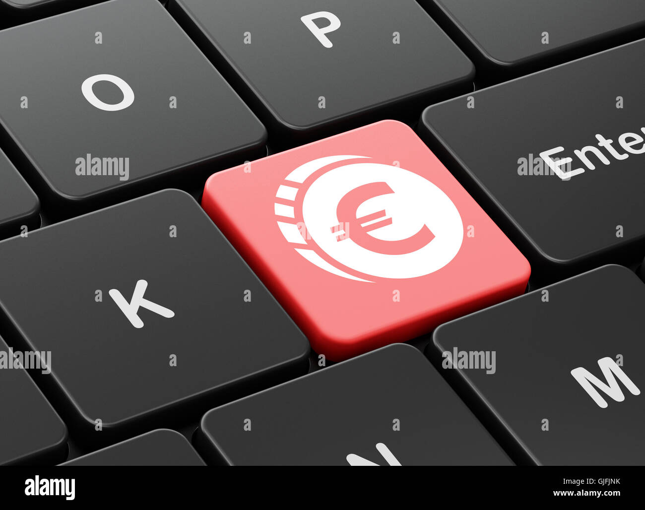 Currency concept: Euro Coin on computer keyboard background Stock Photo ...