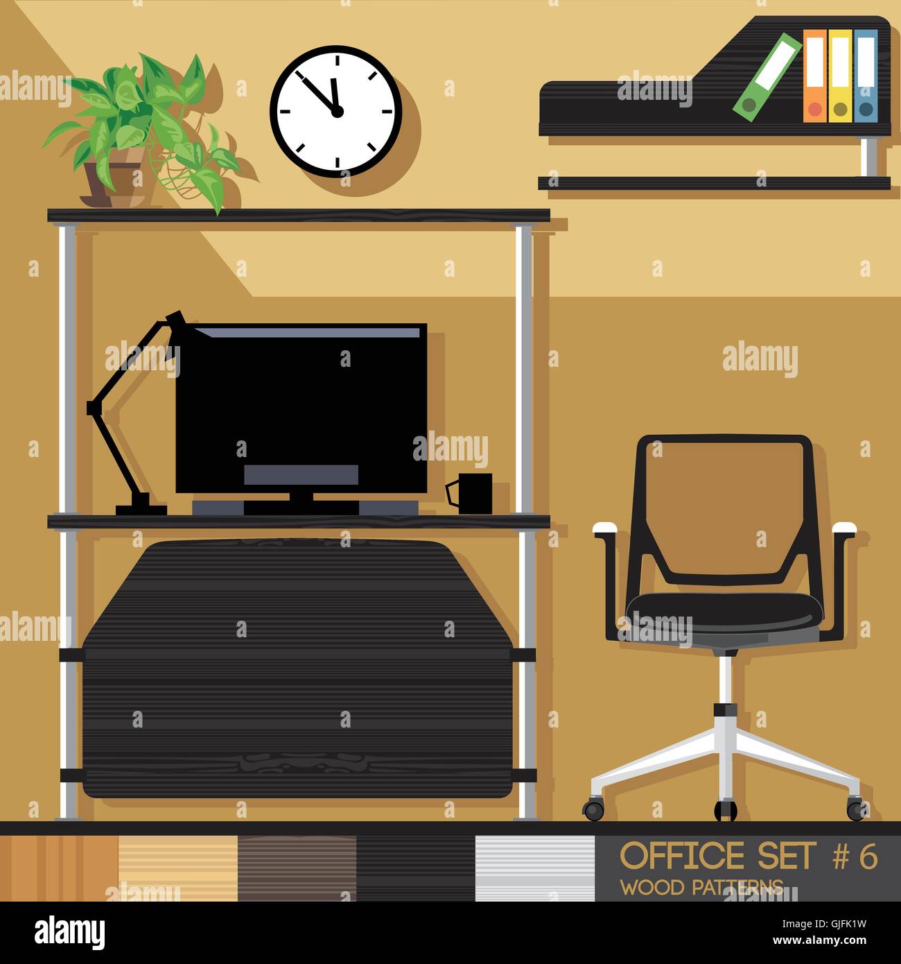 Office style interior set. Digital vector image Stock Vector Image ...