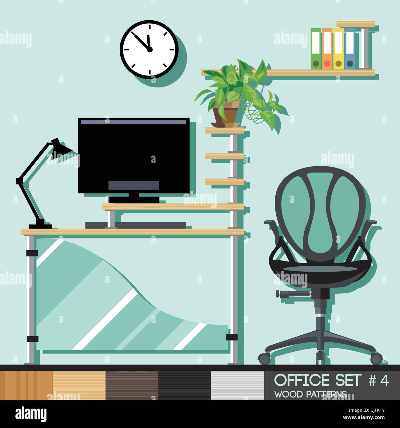 Office style interior set. Digital vector image Stock Vector Image ...