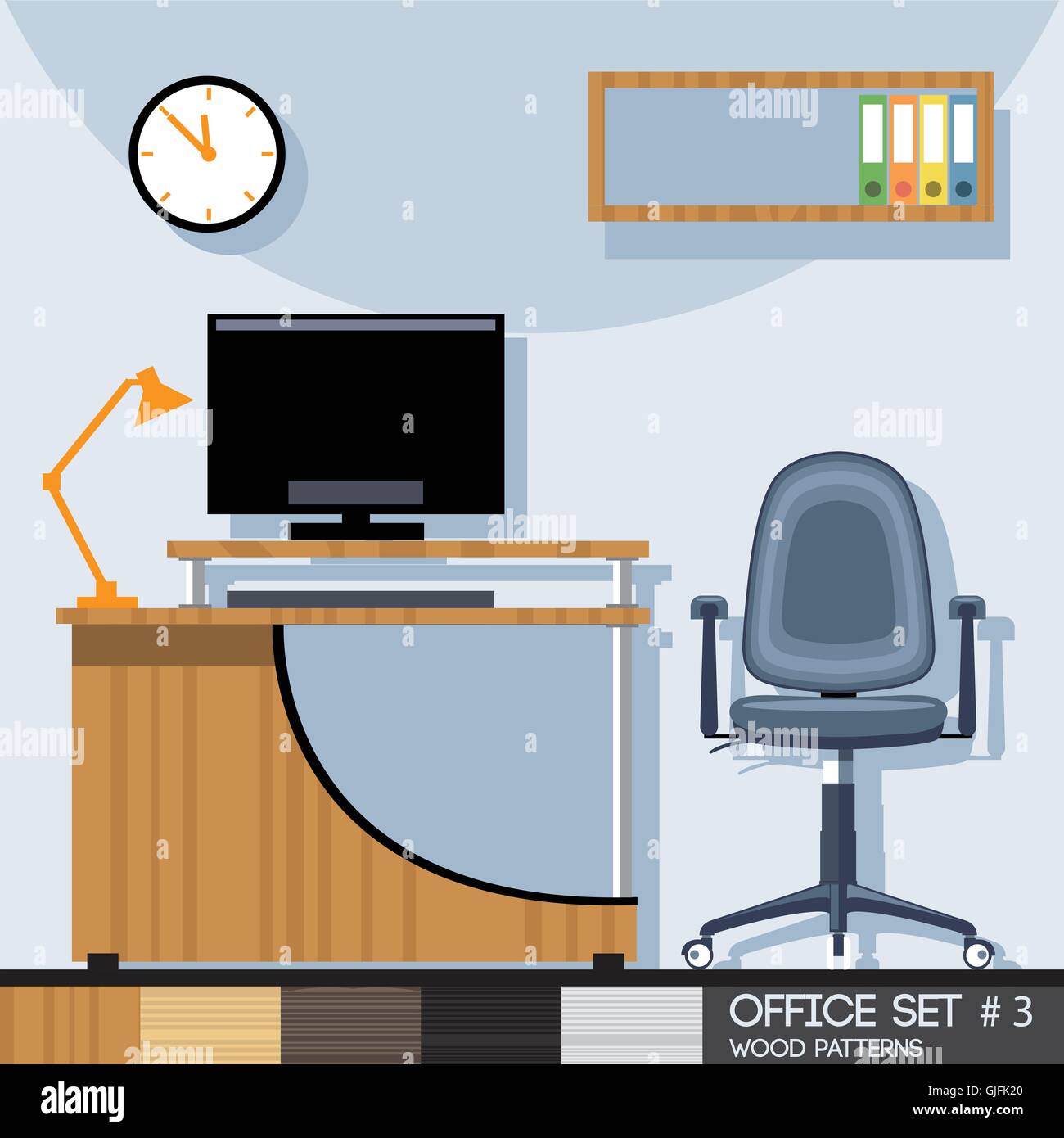 Office style interior set. Digital vector image Stock Vector Image ...