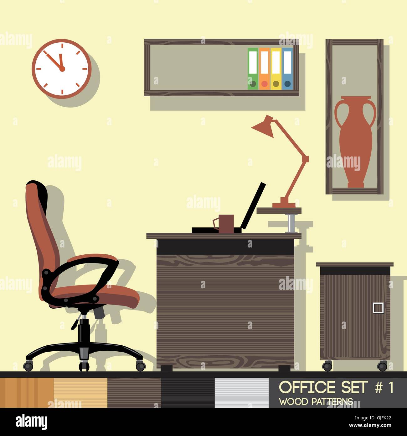 Office style interior set. Digital vector image Stock Vector Image ...