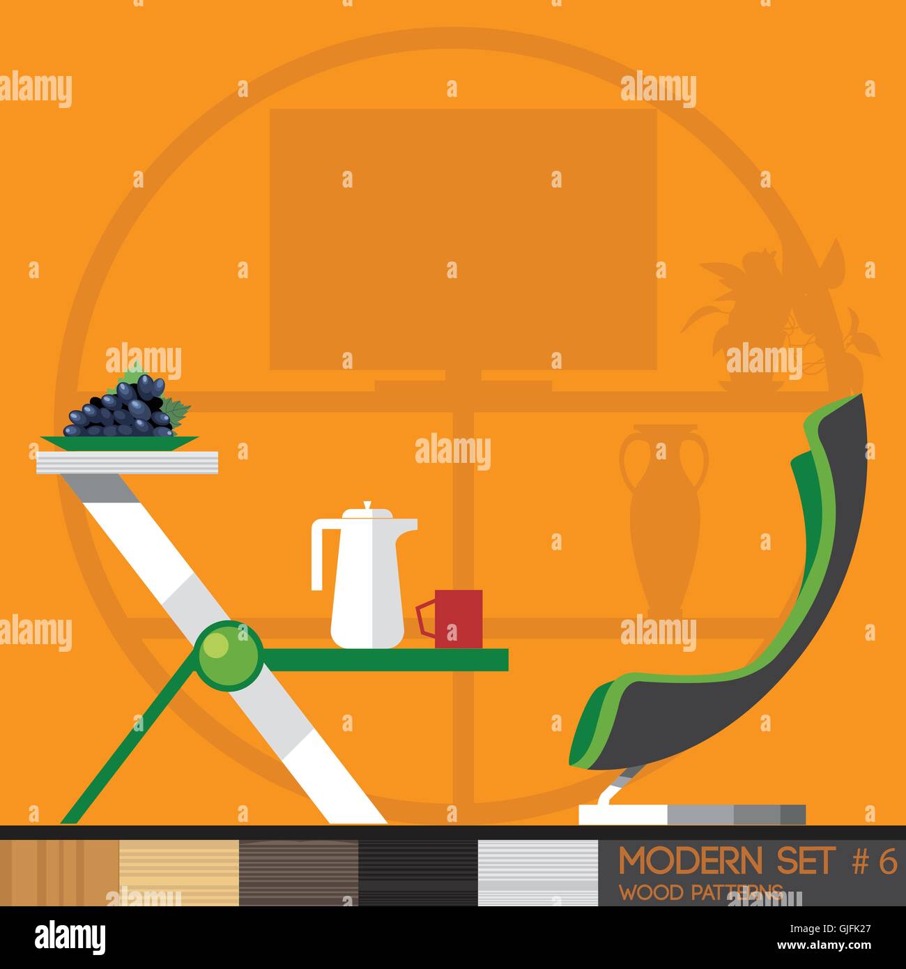 Modern style interior set, flat style. Digital vector image Stock ...