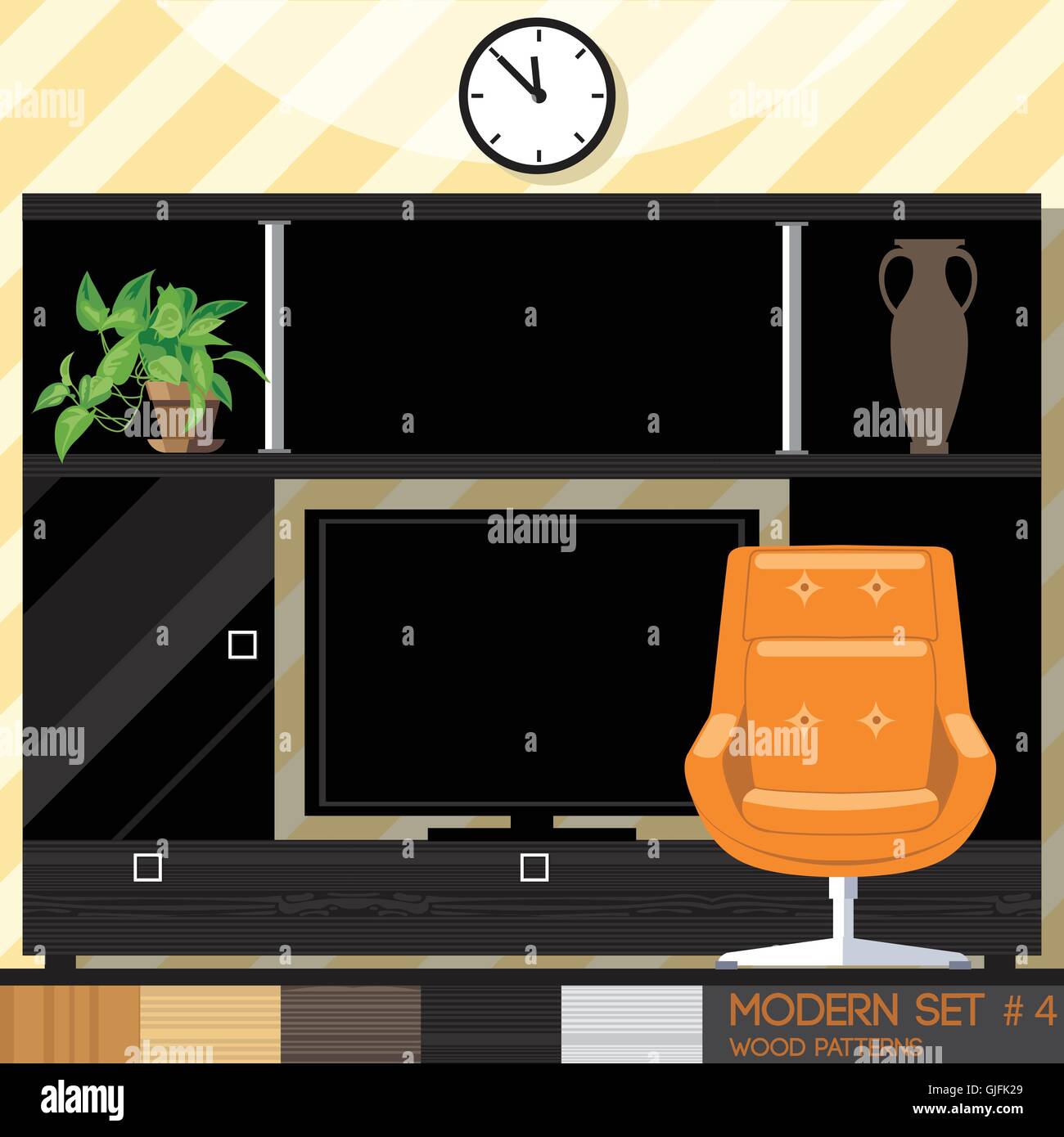 Modern style interior set, flat style. Digital vector image Stock ...