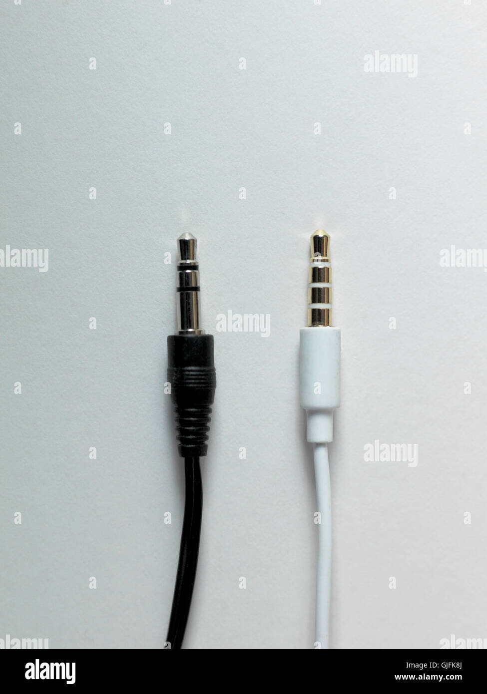An image of Mini jack audio cable with white background Stock Photo