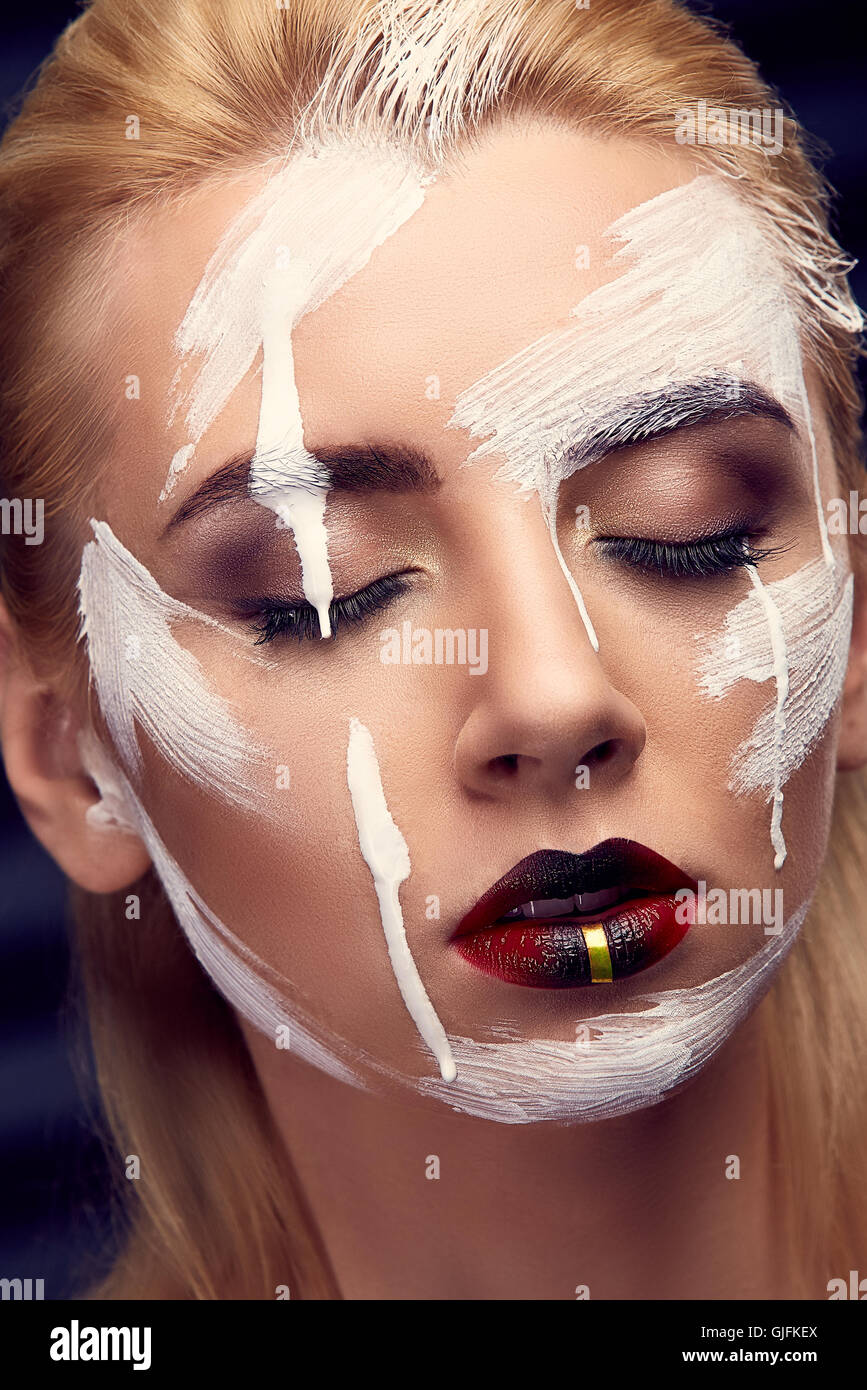 Face Paint On Woman Portrait Stock Photo - Download Image Now