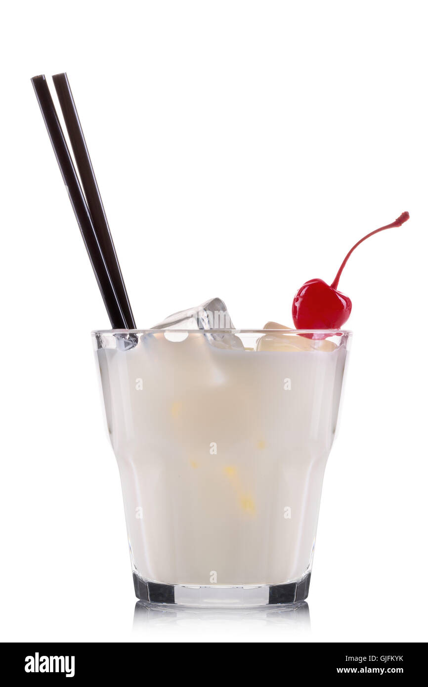 White russian cocktail in old fashioned glass isolated on white background Stock Photo