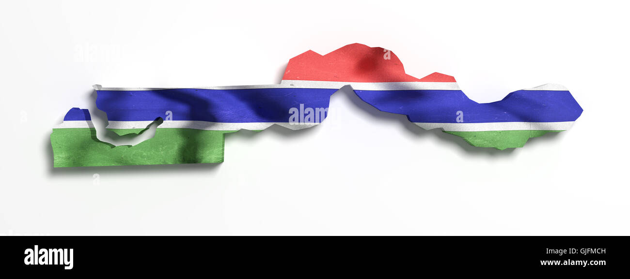3d rendering of Gambia map and flag on white background Stock Photo - Alamy