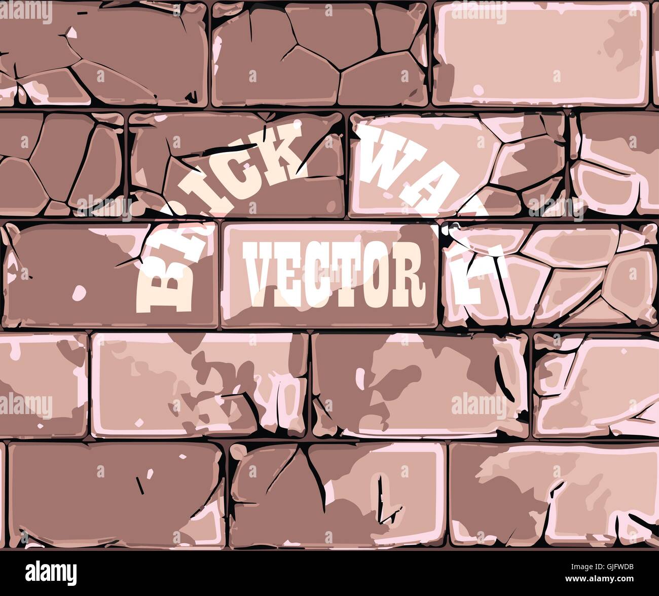 cracked old brick wall retro vector background Stock Vector