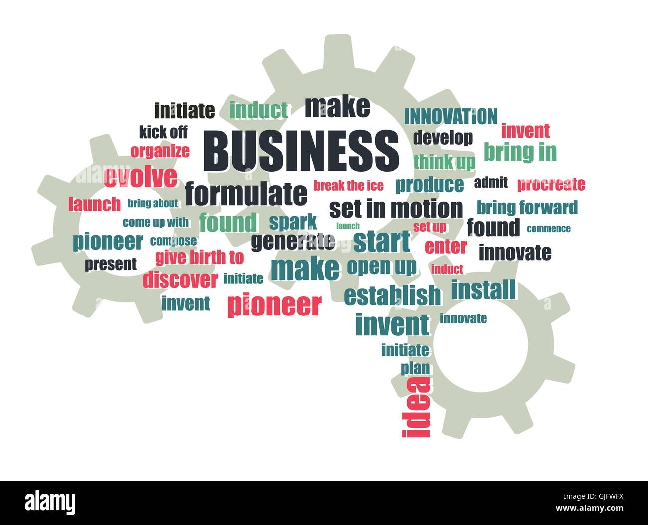 business related words and gears abstract vector illustration Stock Vector