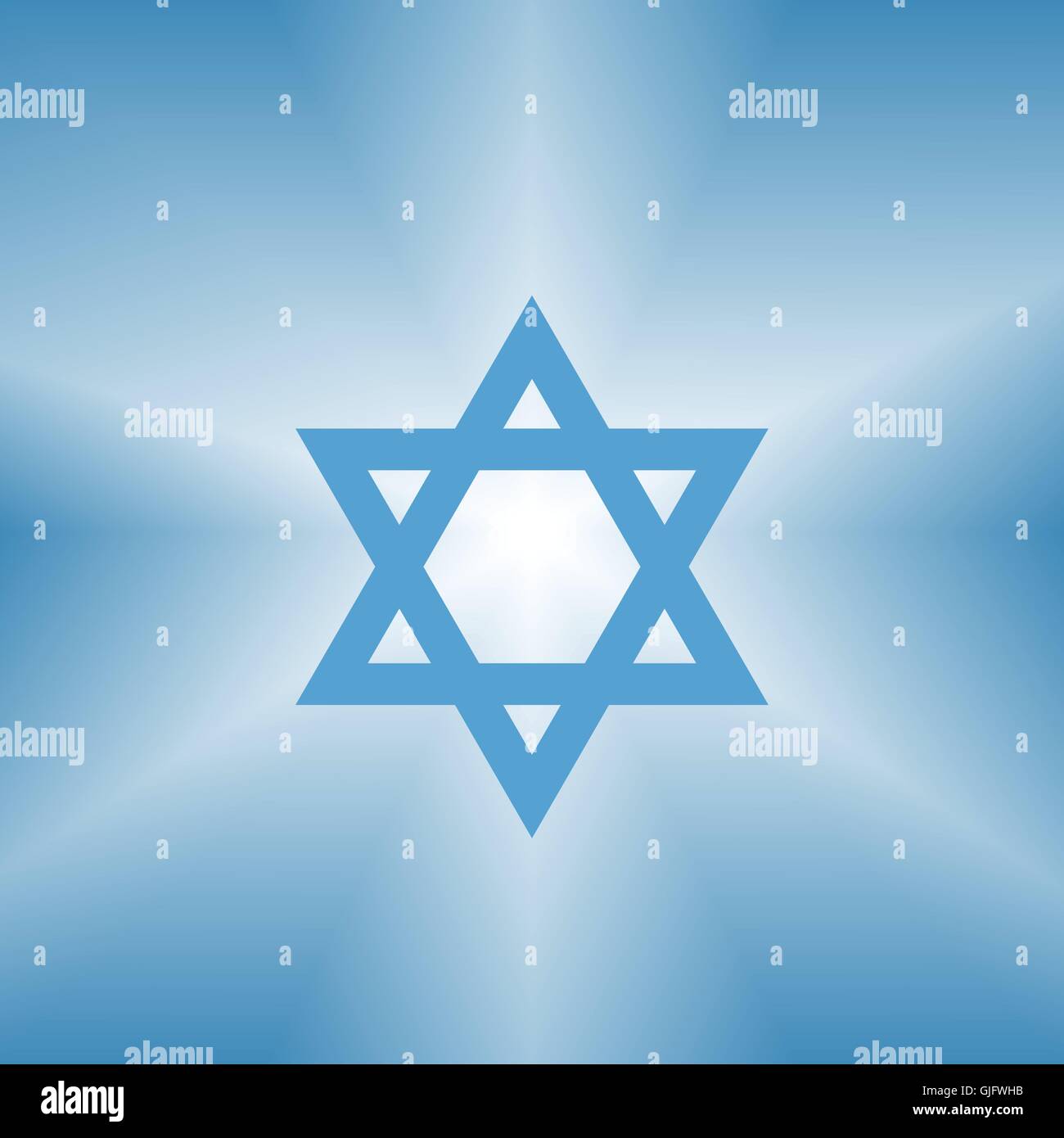shining david star abstract blue background Stock Vector
