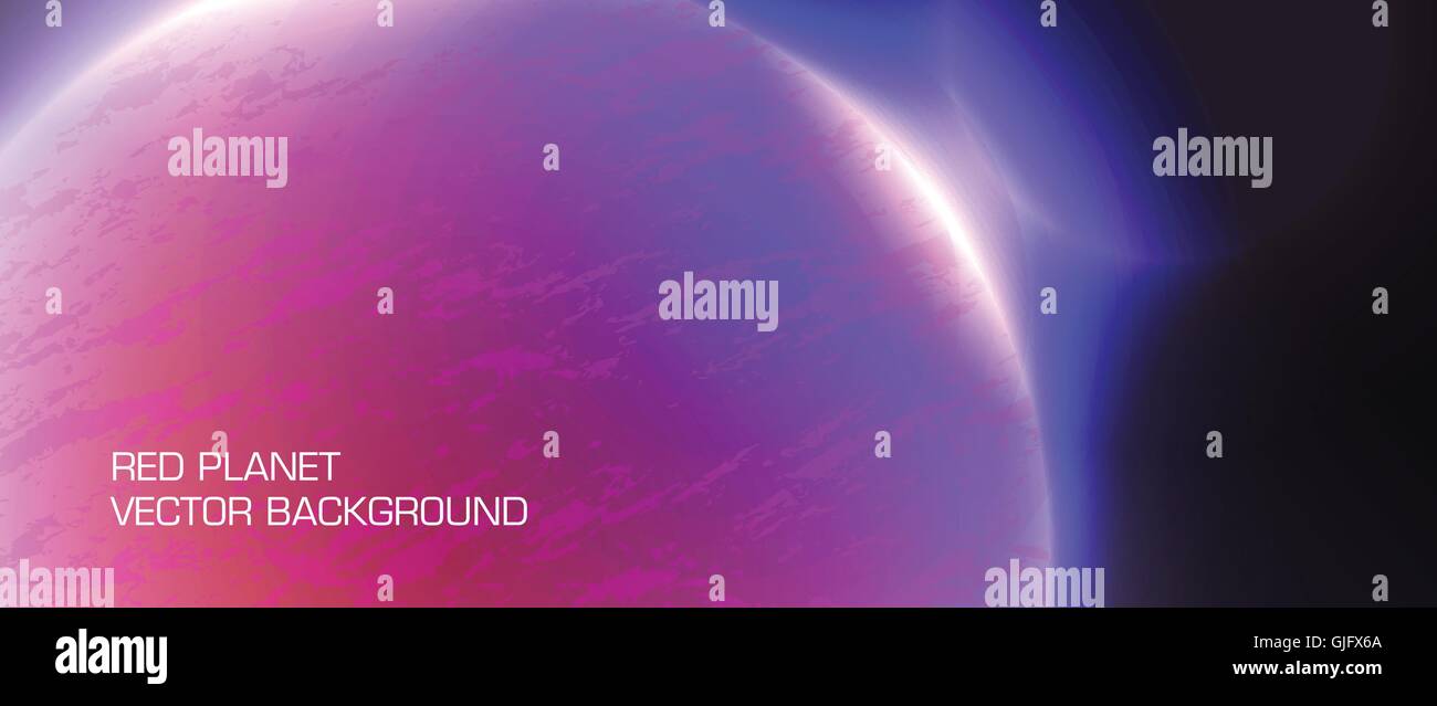 red planet abstract futuristic vector horizontal background Stock Vector