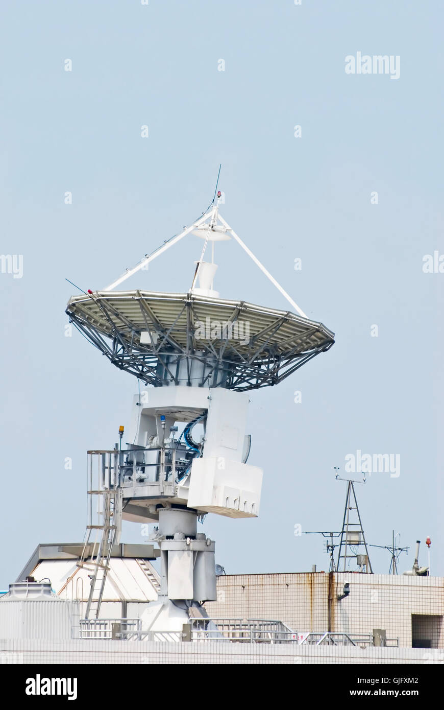 Antenna communicate with satellite Stock Photo
