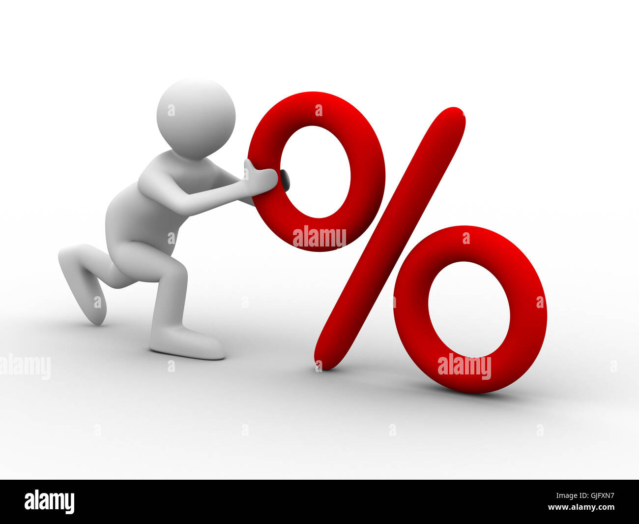 men push percent on white background. Isolated 3D image Stock Photo - Alamy