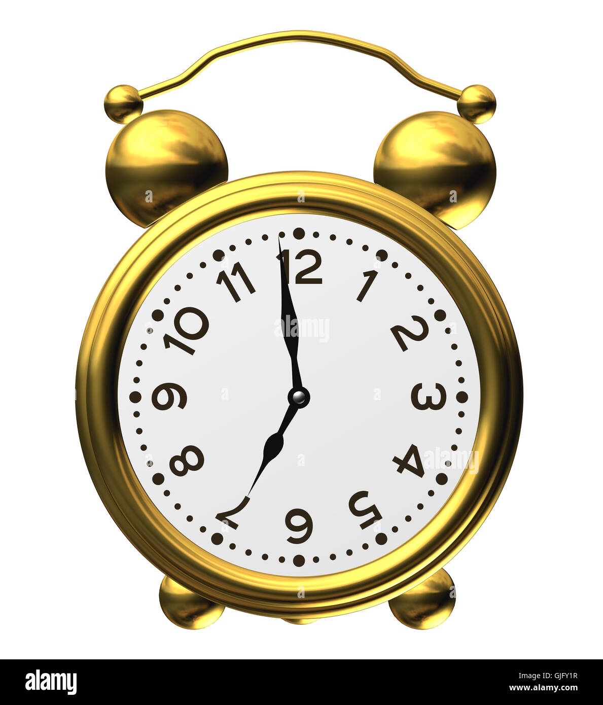 Classic alarm clock on white Stock Photo Alamy