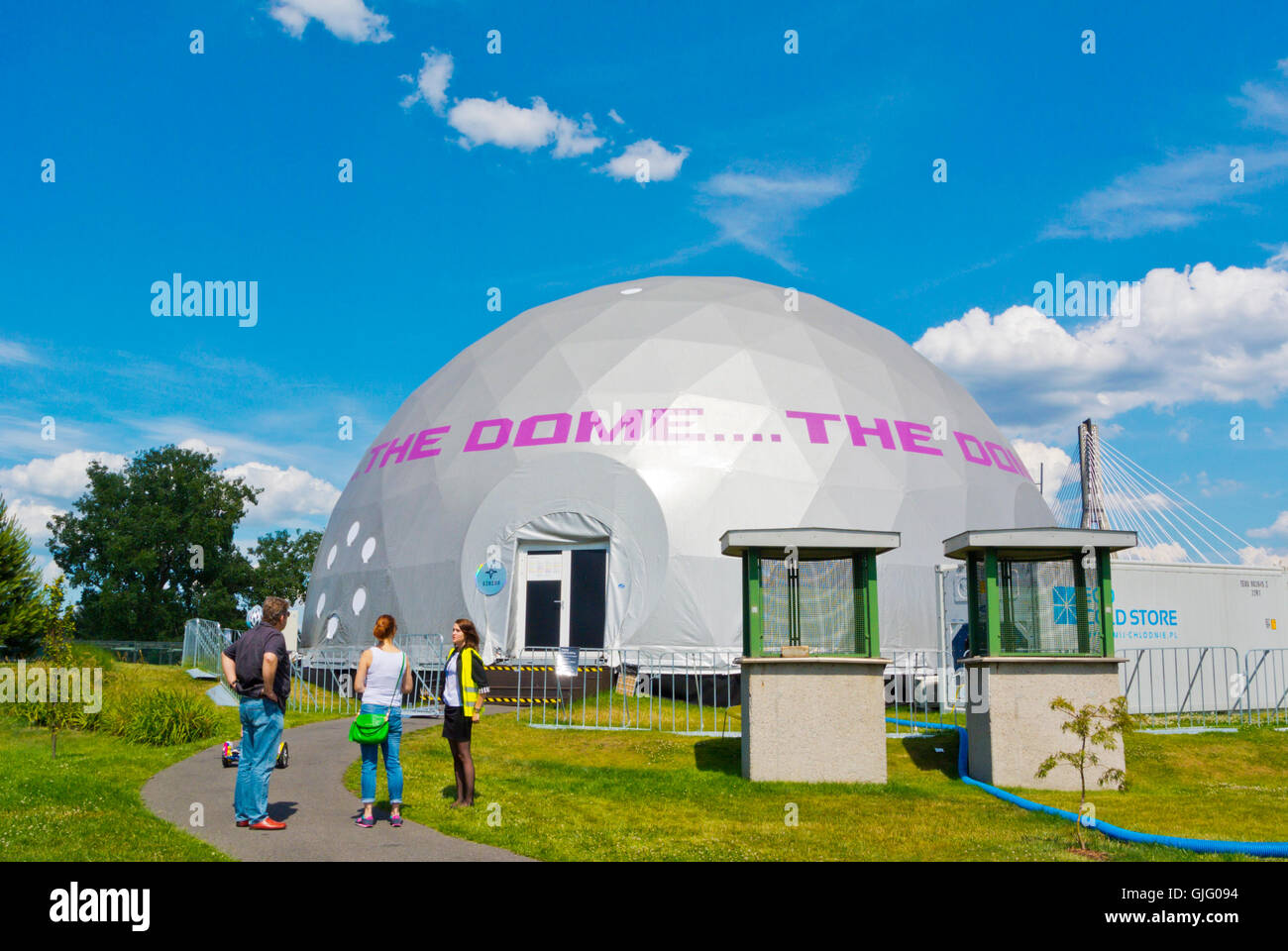 The Sirius Domes, temporary exhibition tents outside Kopernikus Science Centre, Park Odkrywcow, Warsaw, Poland Stock Photo