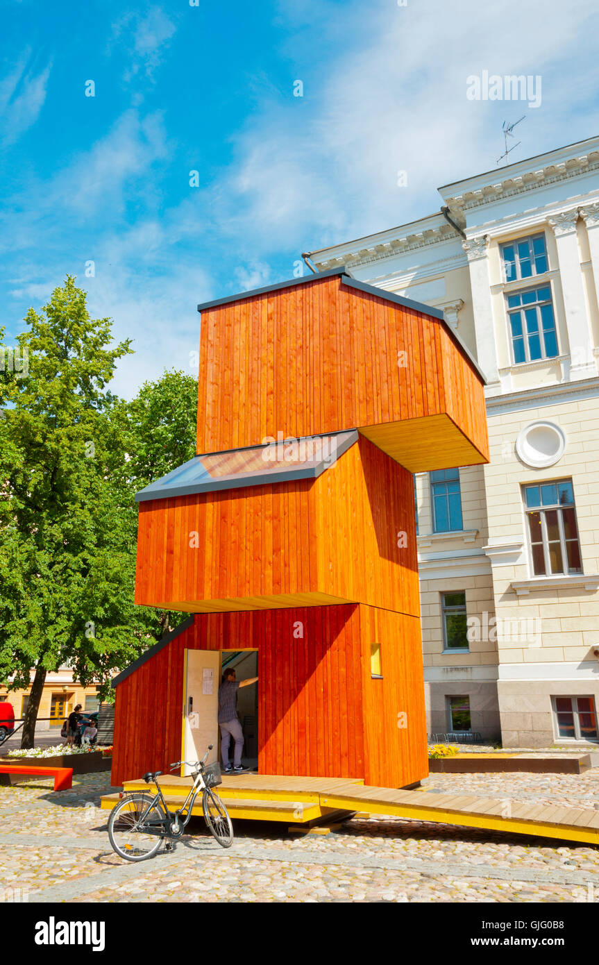 Suomen arkkitehtuurimuseo, Museum of Finnish Architecture, with wooden KoKoon building, Helsinki, Finland Stock Photo