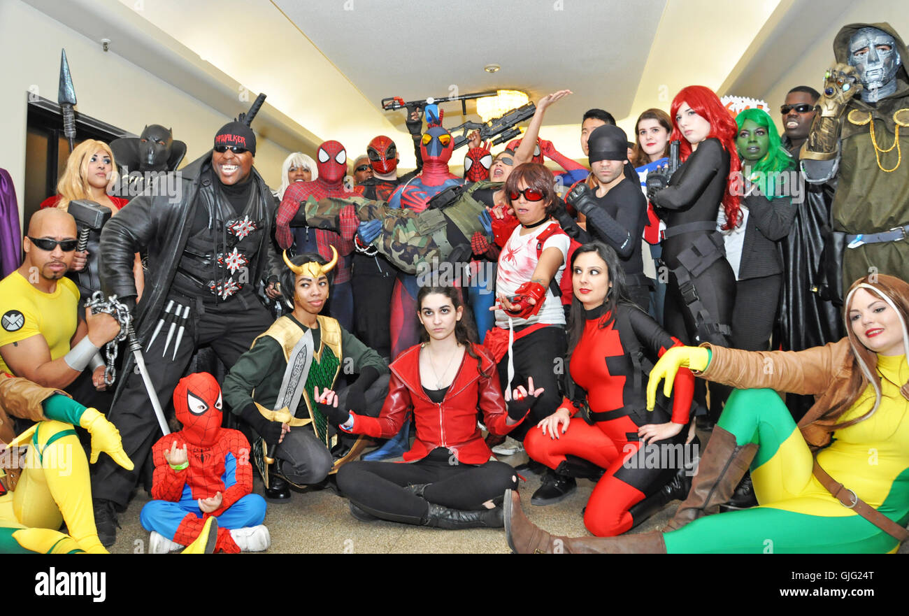 Penn Plaza, New York. April 3, 2016. Cosplay attendees at the Big Apple Comic Con.  © Veronica Bruno / Alamy Stock Photo