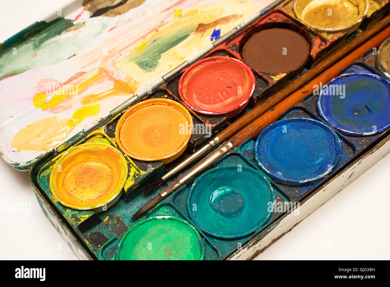 water color box with brush ii Stock Photo