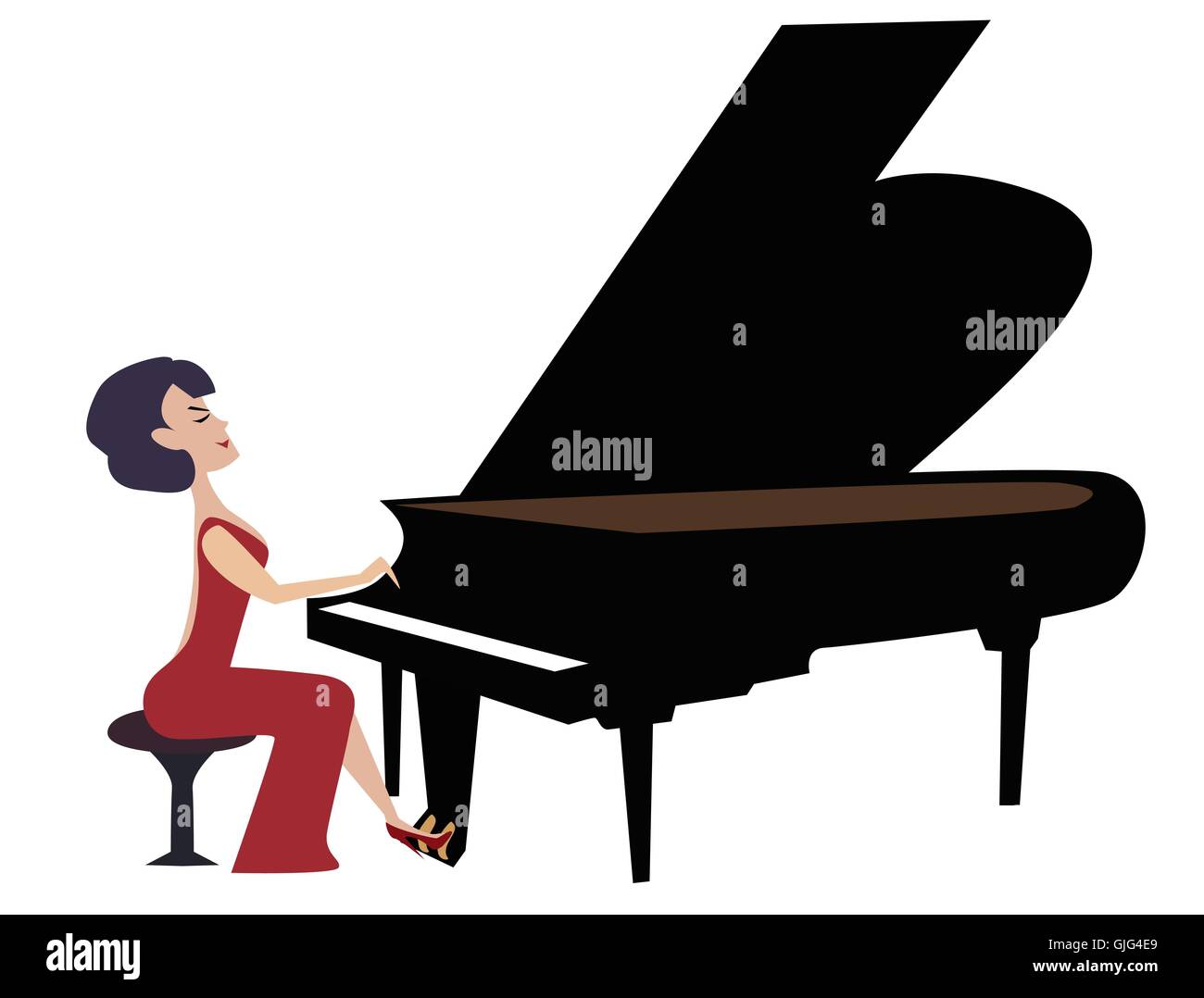 woman playing piano - funny cartoon vector illustration Stock Vector Image  & Art - Alamy
