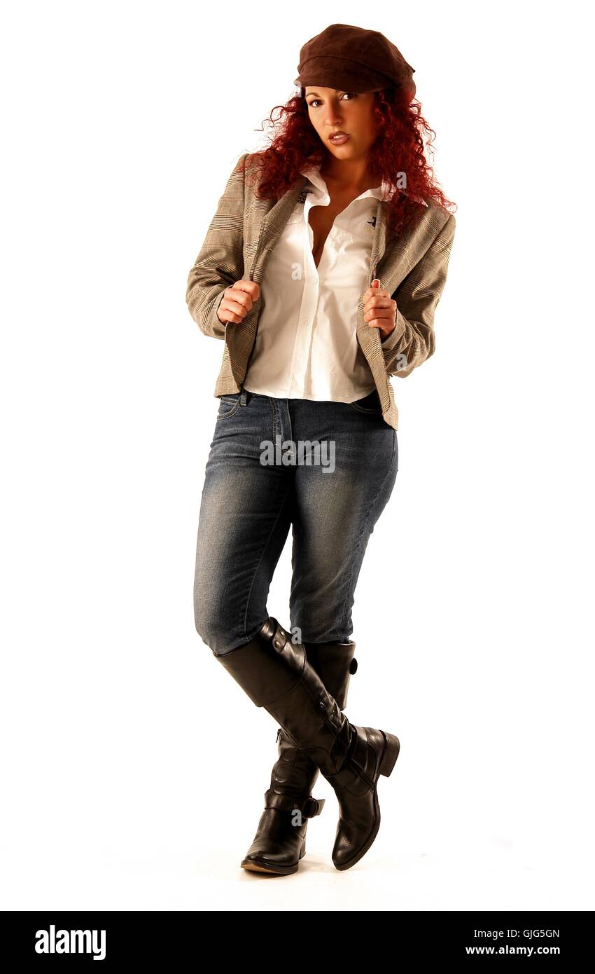 Woman in red jacket hi-res stock photography and images - Alamy