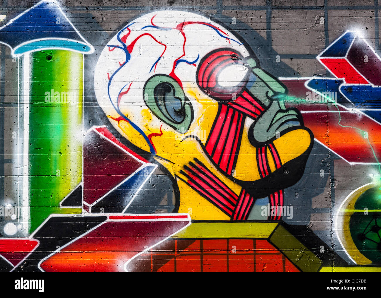 Colourful graffiti painted on wall hi-res stock photography and images