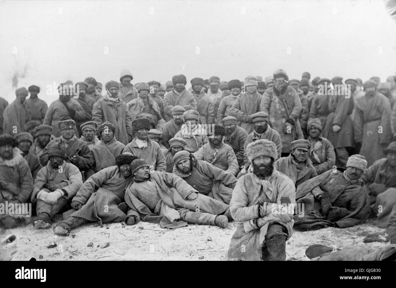 A group of hard-labor convicts in Siberia, Russia Stock Photo
