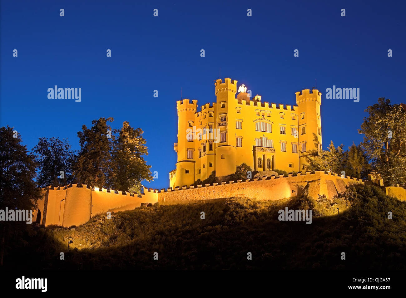 hohenschwangau castle at night Stock Photo