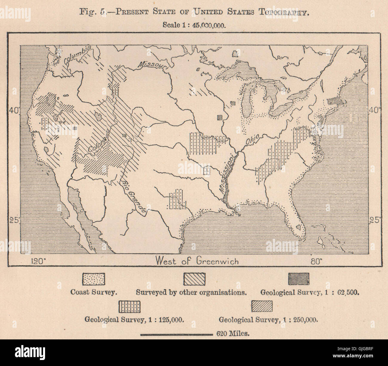 Present State of United States - Present State Of United States Topography Usa 1885 Antique Map GJGBRF 