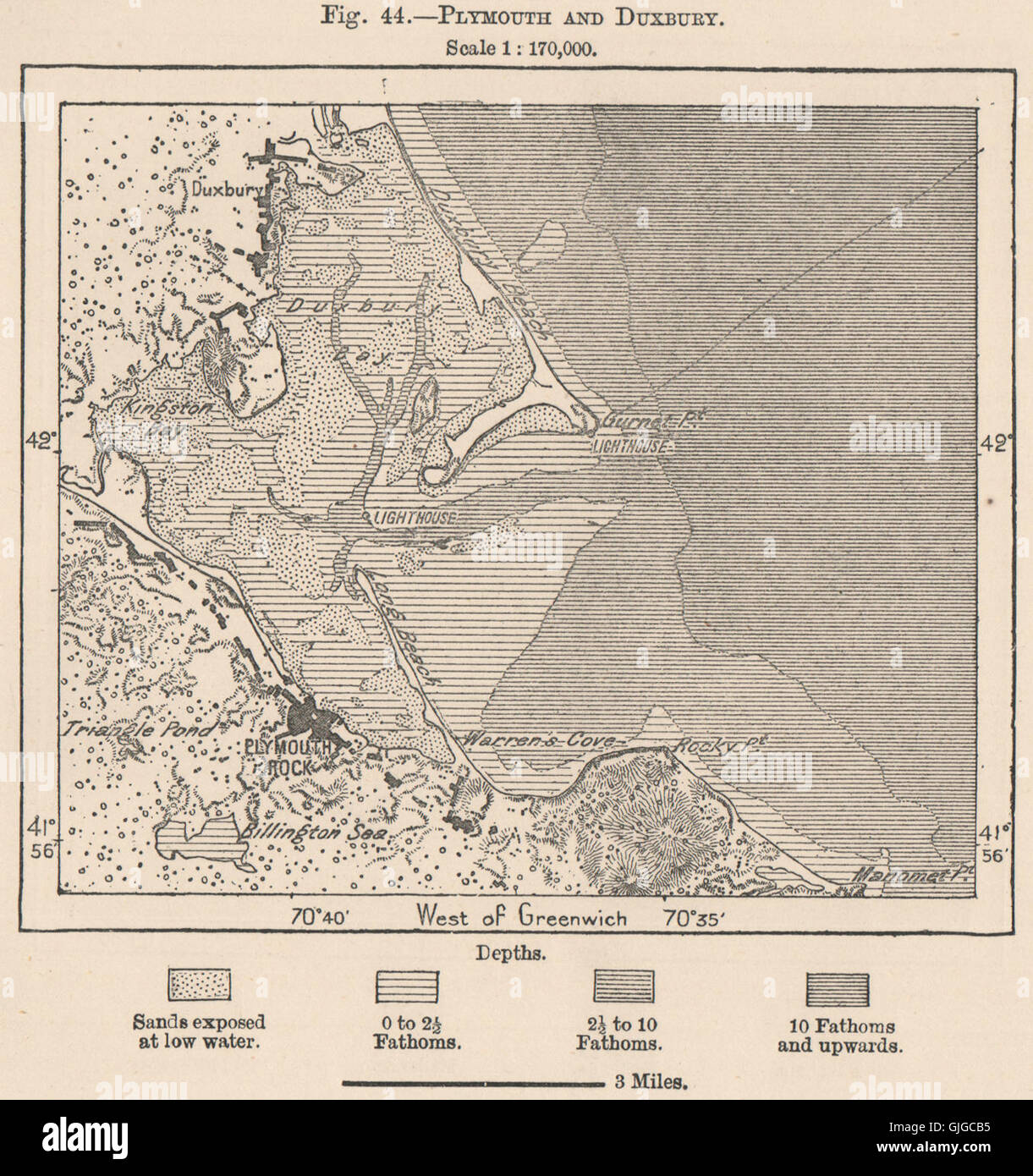 Plymouth and Duxbury. Massachusetts, 1885 antique map Stock Photo Alamy