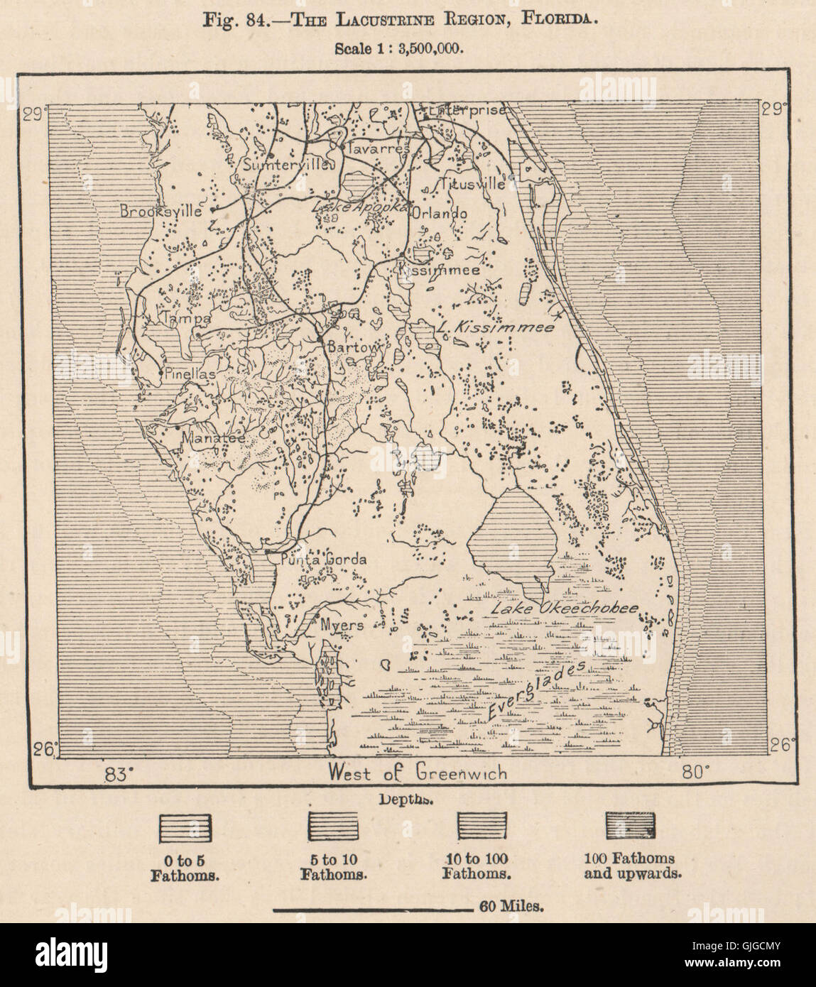 Map of florida everglades hi res - The Lacustrine Region Florida Everglades 1885 Antique Map GJGCMY 