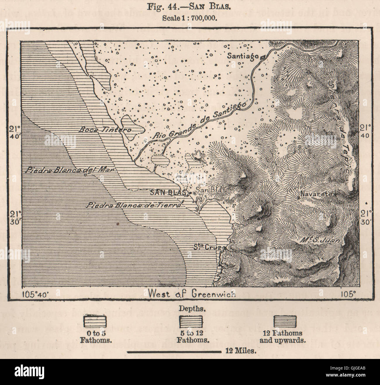 San Blas. Mexico, 1885 antique map Stock Photo Alamy
