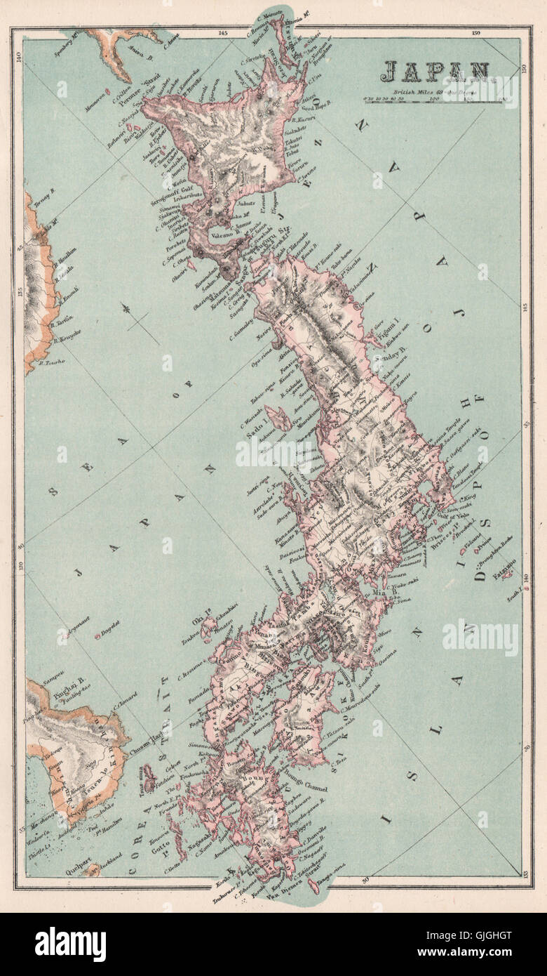 Japan. BARTHOLOMEW, 1886 antique map Stock Photo