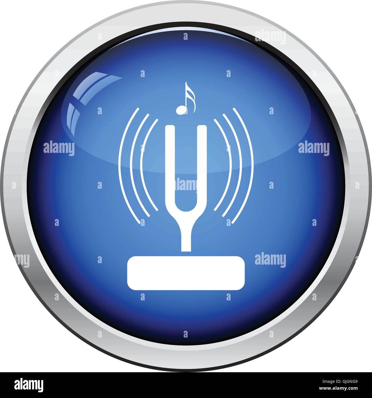 Tuning fork icon. Glossy button design. Vector illustration Stock ...