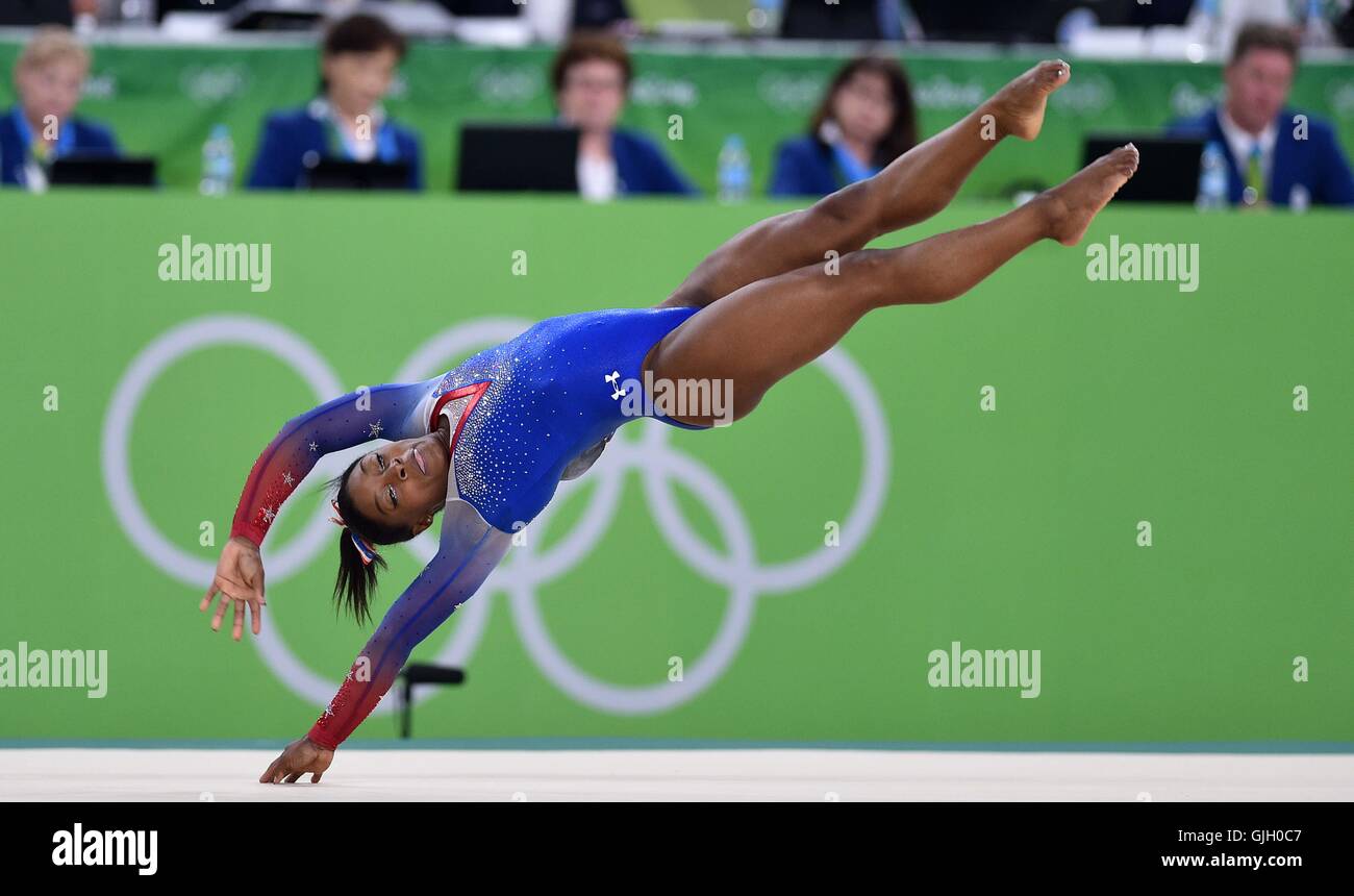 Rio de Janeiro, Brazil. 16th August, 2016. Simone Biles (USA). Womens individual floor exercise. Artistic Gymnastics. Rio Olympic arena. Olympic Park. Rio de Janeiro. Brazil. 16/08/2016. Credit:  Sport In Pictures/Alamy Live News Stock Photo