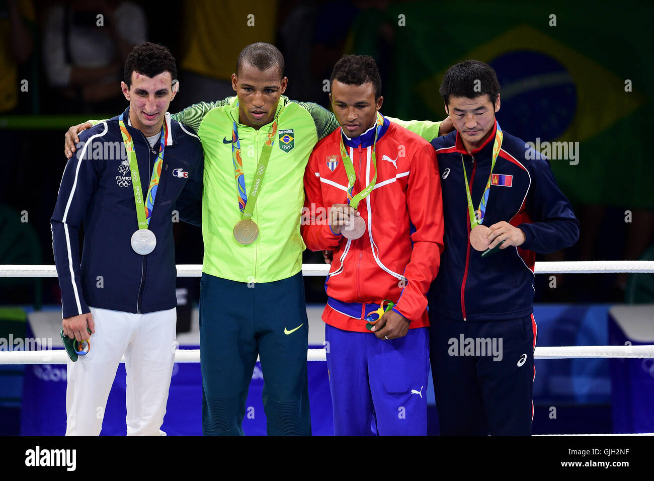 Rio de Janeiro, Brazil. 16th Aug, 2016. podium poids leger 60kg Sofiane Oumiha (fra) silver