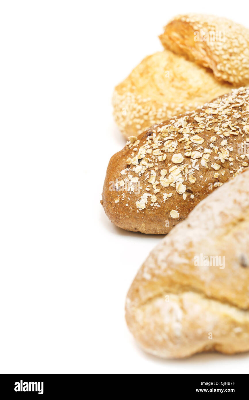 French oat wheat bread isolated on white background Stock Photo