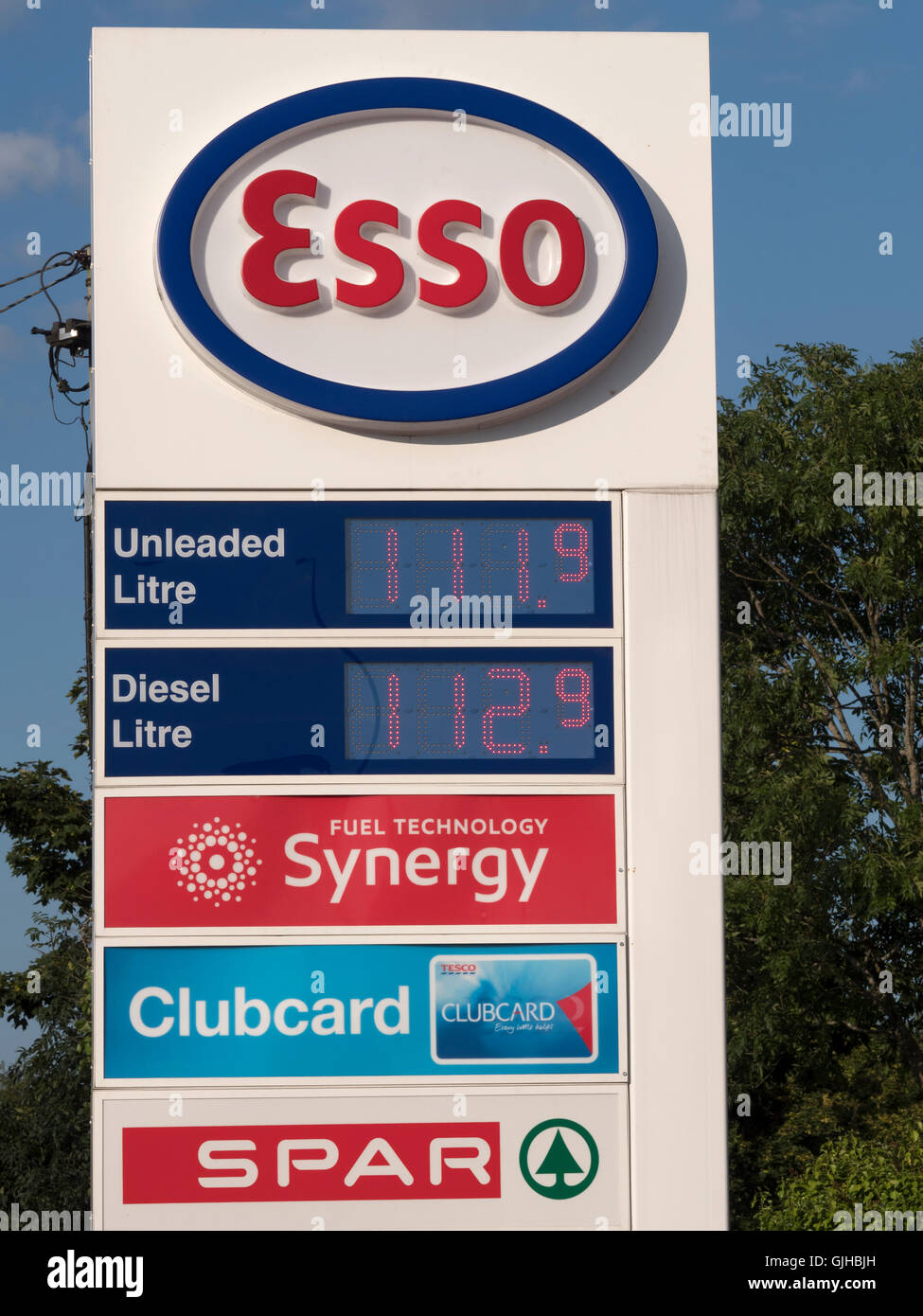 Esso Petrol Station sign, Ringwood Road, Totton, Hampshire, England
