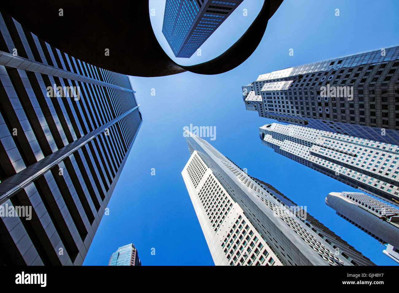 Low angle view of skyscrapers, Singapore Stock Photo