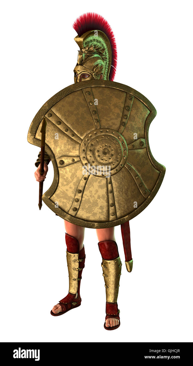 3D rendering of an ancient Greek soldier isolated on white background Stock  Photo - Alamy