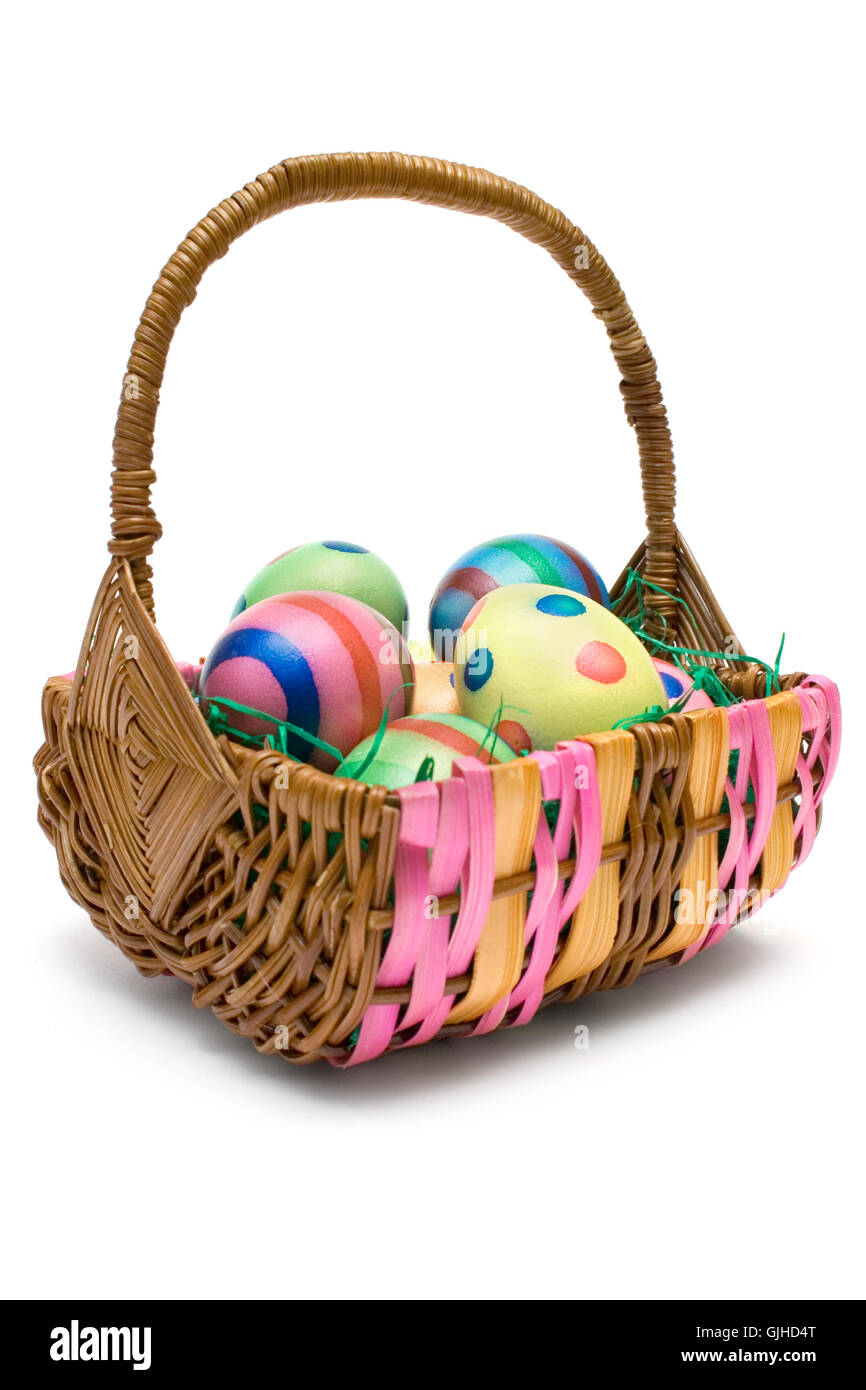 eggs in easter basket Stock Photo Alamy