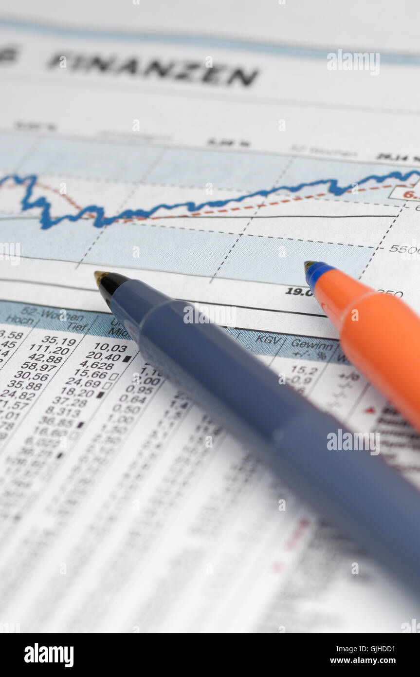 price chart with two pins Stock Photo Alamy
